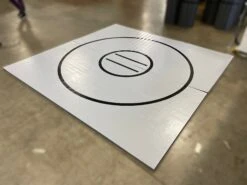 AK Athletic Equipment Clearance 10' X 10' X 1 3/8" Roll-Up Wrestling Mat Grey With Black Circles