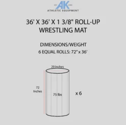 AK Athletic Equipment 36' X 36' X 1 3/8" Roll-Up Wrestling Mat -Wrestling Mat Shop AKATHLETICSWRESTLINGMAT36X36