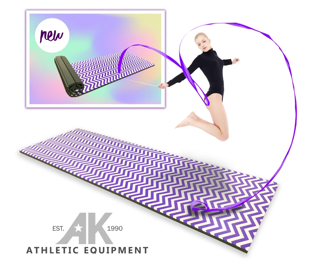 AK Athletic Equipment Clearance Roll Up Chevron Zigzag 4' X 8' X 1 3/8" Advanced Level Gymnastics Mat 2 AK Athletic Equipment Clearance Roll Up Chevron Zigzag 4' X 8' X 1 3/8" Advanced Level Gymnastics Mat - Image 2