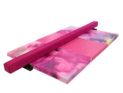 AK Athletic Equipment Pink Watercolor Gymnastics Balance Beam And Folding Mat Combo Package