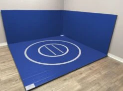 AK Athletic Equipment Instant Wrestling Room 8' X 8' Wrestling Mat And Removable Roll Up Wall Pads Package -Wrestling Mat Shop blueinstantwrestlingroom