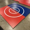 AK Athletic Equipment Clearance 8' X 8' X 1 3/8" Roll-Up Wrestling Mat Red And Blue With White Circles