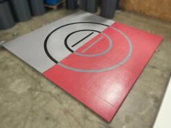 AK Athletic Equipment Clearance 8' X 8' X 1 3/8" Roll-Up Wrestling Mat Maroon And Gray
