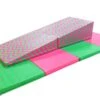 AK Athletic Equipment 4' X 8' X 2" Pink And Green Gymnastics Folding Mat And Pink Green Chevron Incline Combo