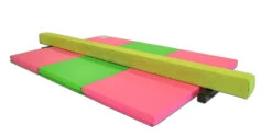 AK Athletic Equipment Gymnastics Balance Beam And Folding Mat Combo Package -Wrestling Mat Shop pink green balance beam combo