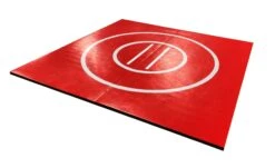 AK Athletic Equipment Clearance Shop Grip Safe 8' X 8' X 1 3/8" Roll-Up Wrestling Mat -Wrestling Mat Shop redwithwhitegripsafecopy